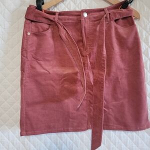 Mauve pink corduroy mini skirt